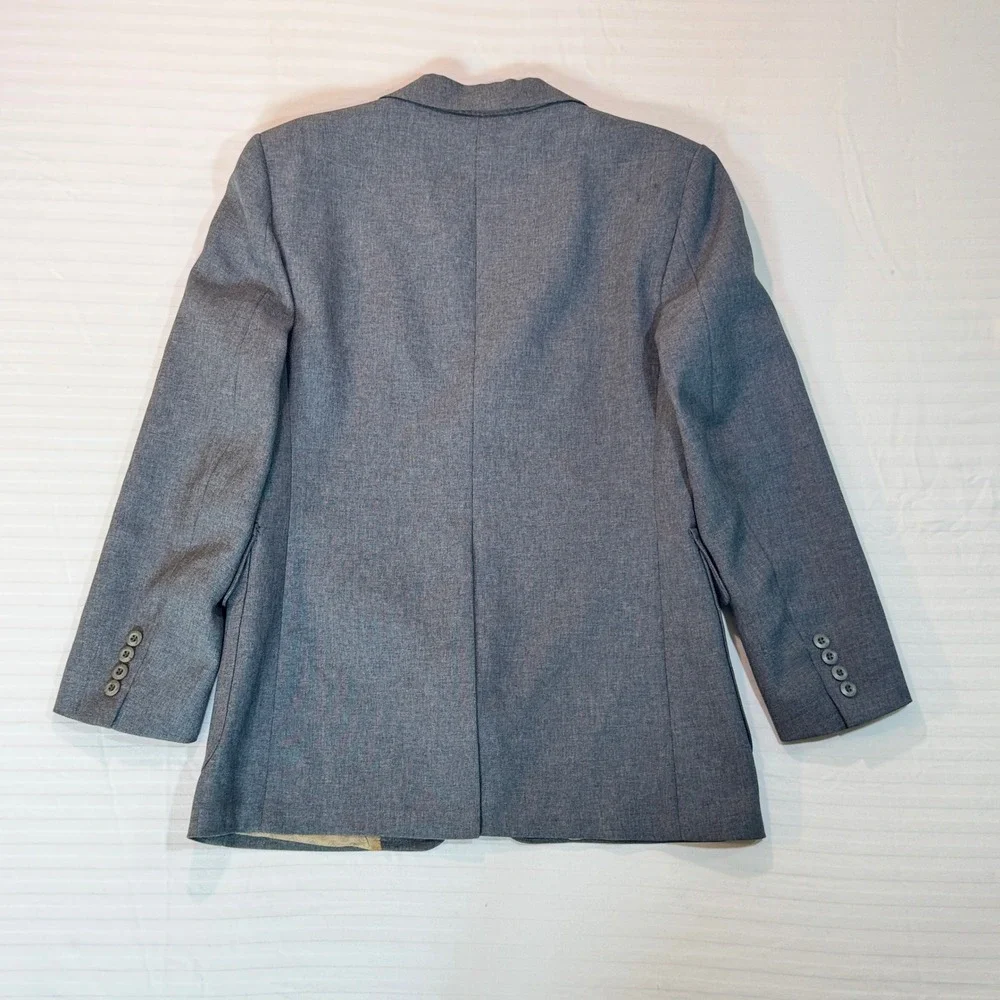 Vintage Quad JCPenney Mens Gray Two Button Blazer Sport Coat Patch Pockets 40R